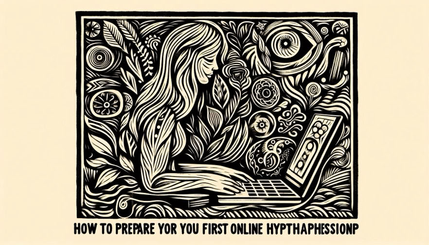 vintage linocut style illustration symbolising online hypnotherapy connection