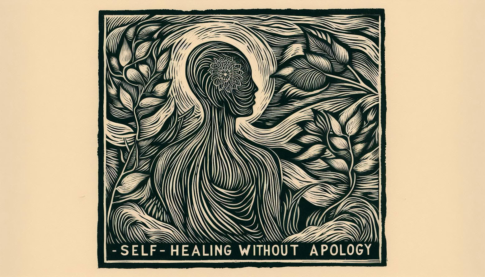 Vintage linocut print illustrating healing inner pain and not waiting for the apology that will never come.