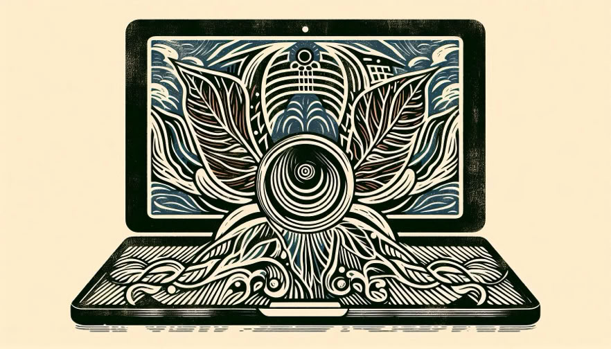 vintage linocut style illustration symbolising online hypnotherapy connection