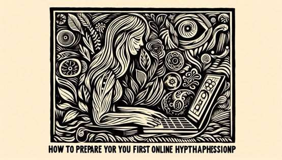 vintage linocut style illustration symbolising preparing for online hypnotherapy connection