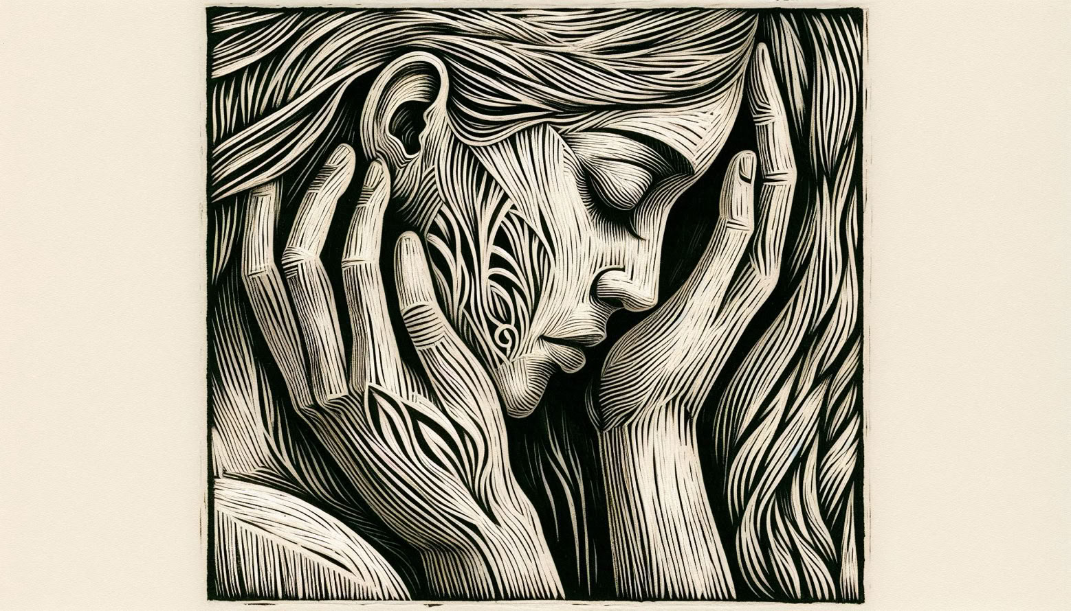 vintage linocut style illustration of human emotional vulnerability